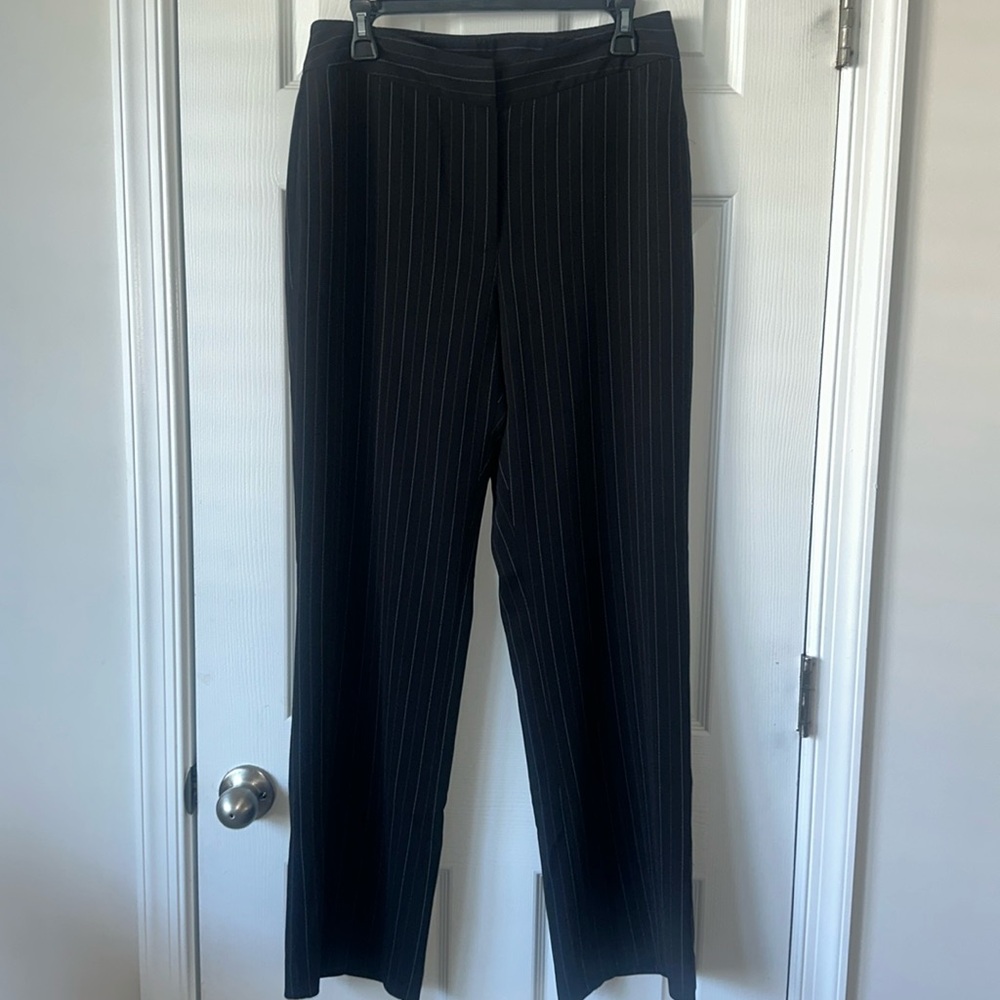 Rafaella women black pants with white and purple lines dress pants size 10 tall